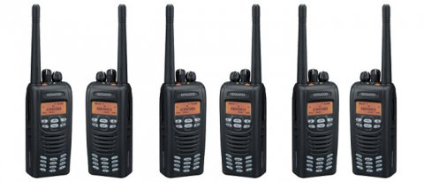 Three sets of portable two way radios